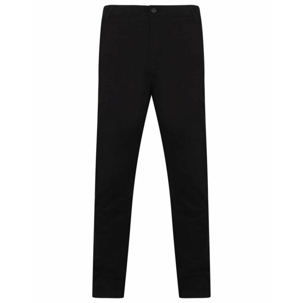 Henbury Mens Stretch Flex Waistband Chinos / Black